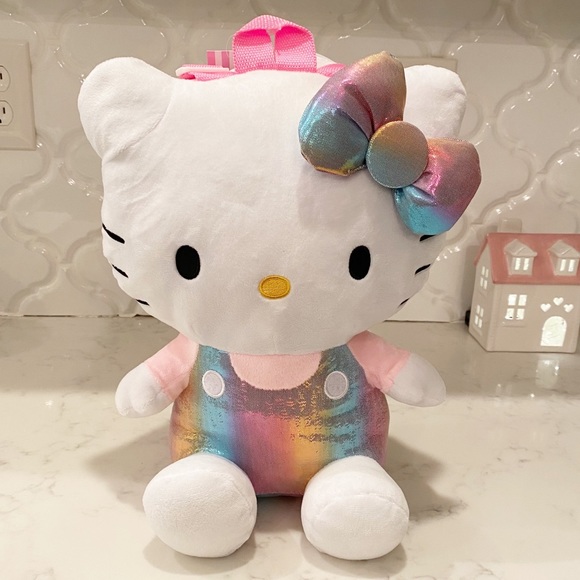 Hello Kitty Plush Backpack Rainbow 14 inch - Picture 1 of 10